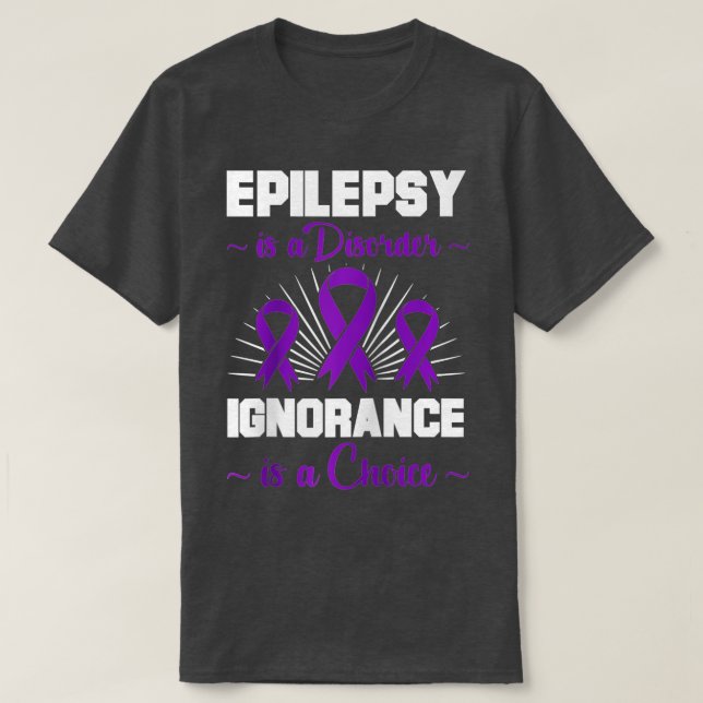 Camiseta Mens Epilepsia Guerreira Epiléptica Dia Roxo (Frente do Design)