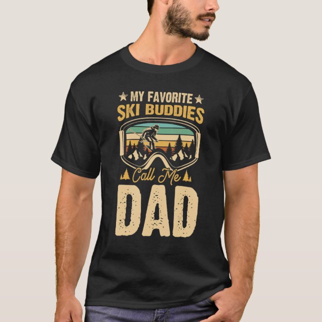 Camiseta Mens Esquiando Meus Amigos De Esqui Favoritos Me C (Frente)
