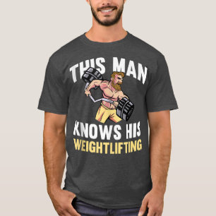 Camiseta Mens Este Homem Conhece O Seu Pesado Barbell Gym