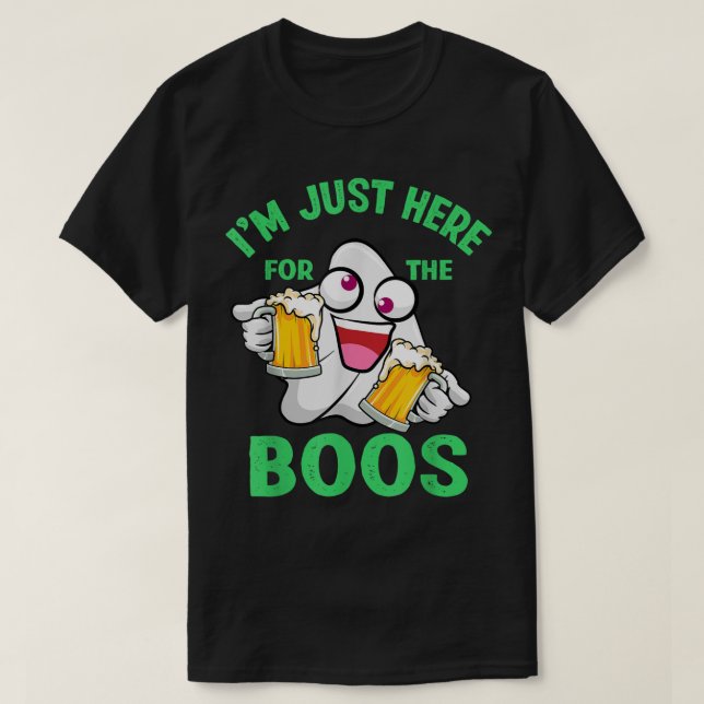 Camiseta Mens, estou aqui para a Beer Dru do Boos Halloween (Frente do Design)