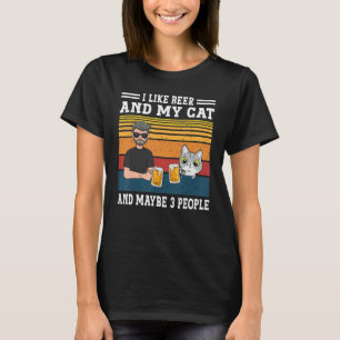Camiseta Mens Eu Gosto De Cerveja E Meu Gato E Talvez 3 Pes
