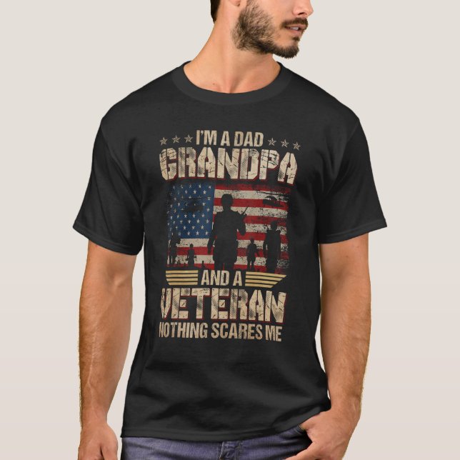 Camiseta Mens eu sou um Pai Vovô Veterano Dia 1 (Frente)