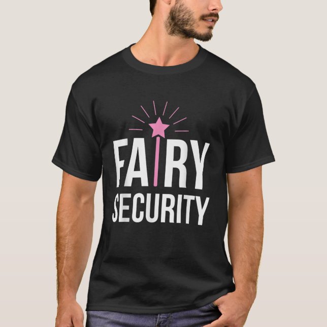 Camiseta Mens Fairy Security Engraçado Segurança Assustador (Frente)