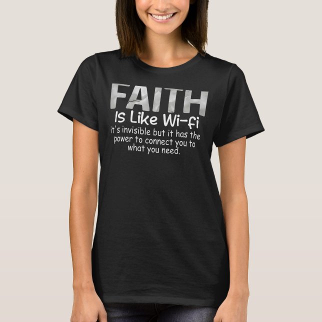 Camiseta Mens Faith É Como Pas Católicas Wifi (Frente)