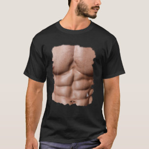 Camiseta Mens Falso Músculo Sob O Peito Seis Embalagens Abs