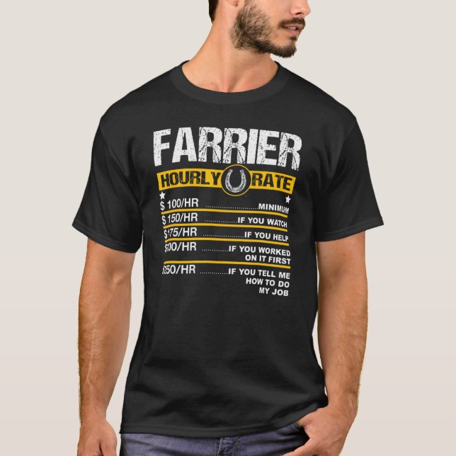 Camiseta Mens Farrier Ha Taxa Horária Ferradura Hoof Trimmi (Frente)