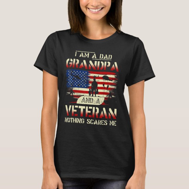 Camiseta Mens Father Day I'm a Dad Grandpa and a Veteran No (Frente)