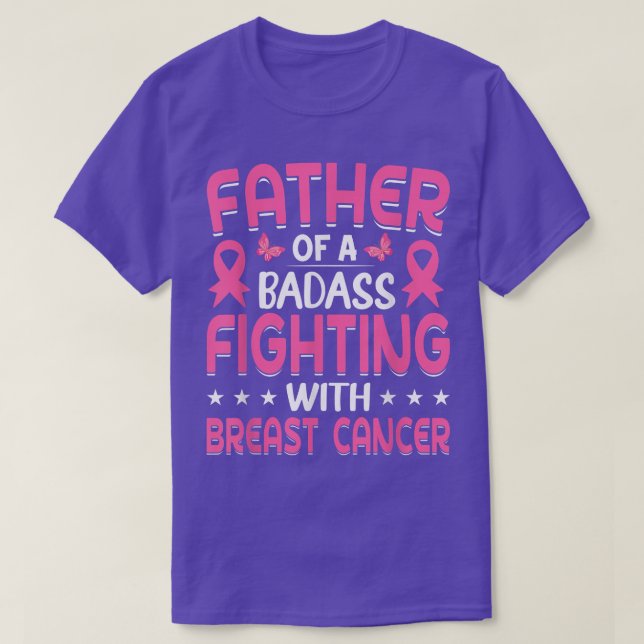 Camiseta Mens Father of a Breast Cancer Warrior  Breast Can (Frente do Design)