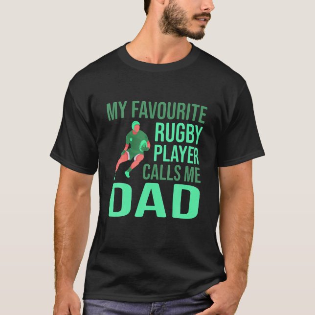 Camiseta Mens Favoritos Jogador De Rugby Me Chama Pai Marid (Frente)