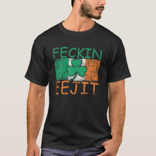 Camiseta Mens Feckin Eejit Irlanda Irish Slang Flag Engraça