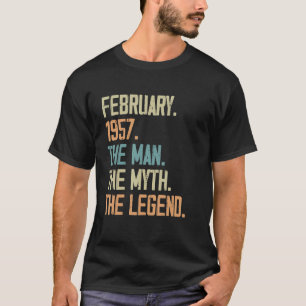 Camiseta Mens Fevereiro De 1957 Man Myth Legend Birthday 66