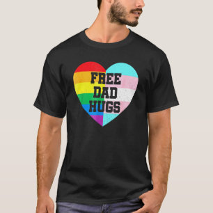 Camiseta Mens Free Dad Hugs With Rainbow And Transgender Fl