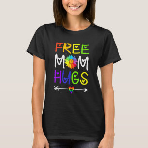 Camiseta Mens Free Mãe Abraça Rainbow Heart Pride Mês