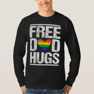 Camiseta Mens Free Pai Hugs Lgbt Pride Rainbow Heart Stepfa