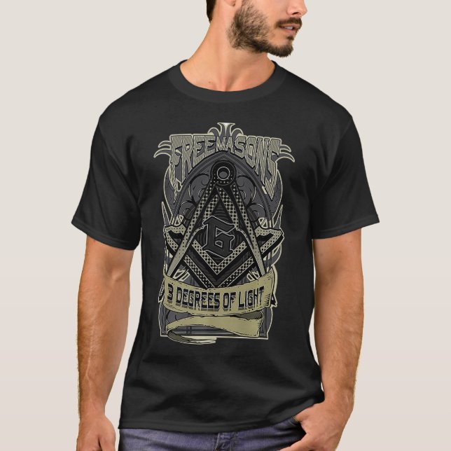 Camiseta Mens FREEMASON 3 GRAUS DE IRMANDADE DA LUZ (Frente)