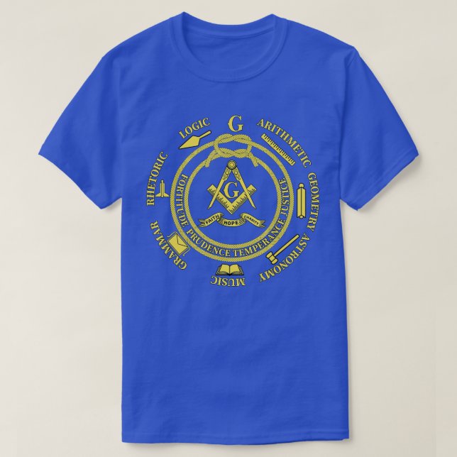 Camiseta Mens Freemason Tools Faith Hope Character Masonic  (Frente do Design)