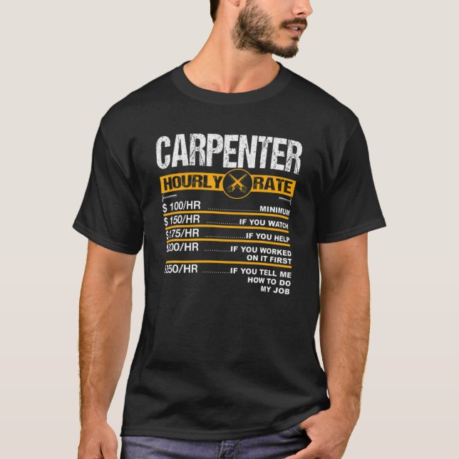 Camiseta Mens Funny Carpenter Horário Cabinetmaker Craf (Frente)