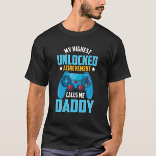 Camiseta Mens Funny Gamer Pai Desbloqueado Vídeo Jogos Pai