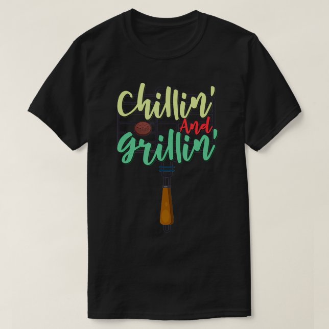 Camiseta Mens Funny Griling Chilin e Grillin Smoker (Frente do Design)
