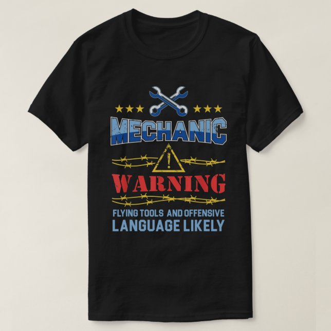 Camiseta Mens Funny Mecany Flying Tools I Motorcycle Repa (Frente do Design)