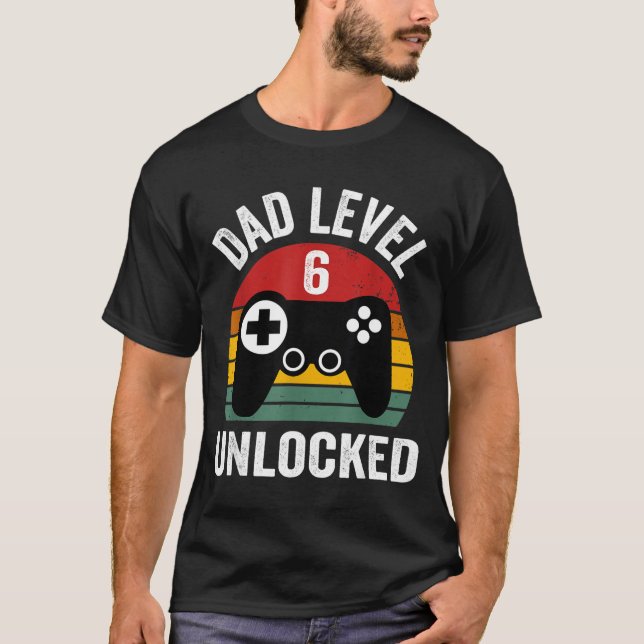 Camiseta Mens Funny New Dad Shirt Dad Level 6 Unlocked For  (Frente)