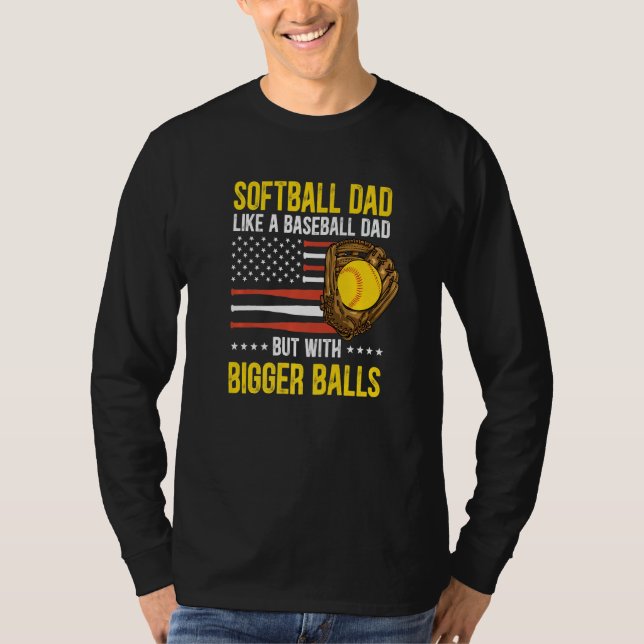 Camiseta Mens Funny Softball Dad Like A Baseball Dad US Fla (Frente)