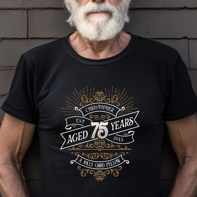 Camiseta Mens Funny Whiskey 75º Aniversário (Criador carregado)