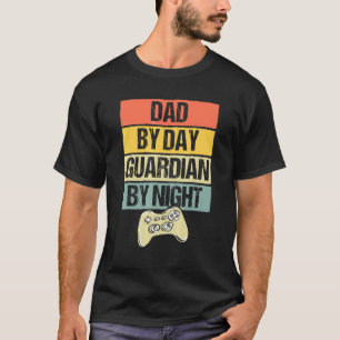 Camiseta Mens Gaming Controller Pai Por Dia Guardian À Noit