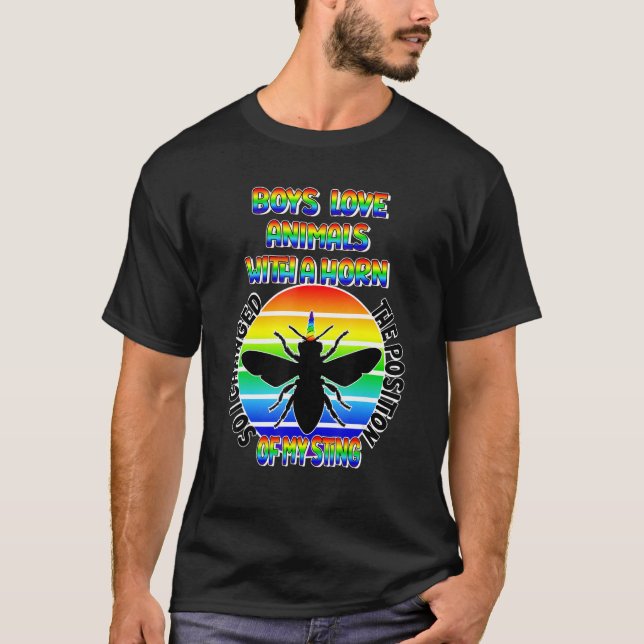 Camiseta Mens Gay Boys Sting Beekeeper Rainbow Beed Pride L (Frente)