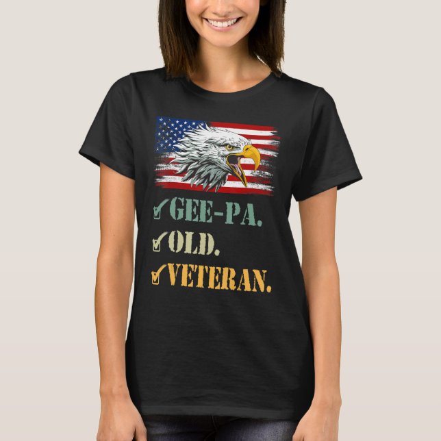 Camiseta Mens Gee Pa Old Veteran American Eagle Flag Legal  (Frente)