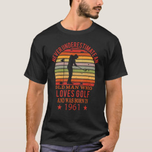 Camiseta Mens Golfing Golfplayers Vintage 1961 Birthday Gol