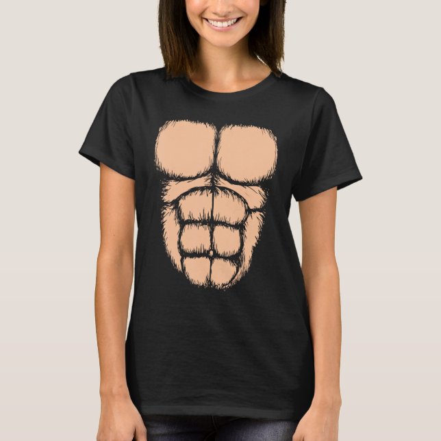 Camiseta Mens Gorilla Chest Muscles Six Pack (Frente)