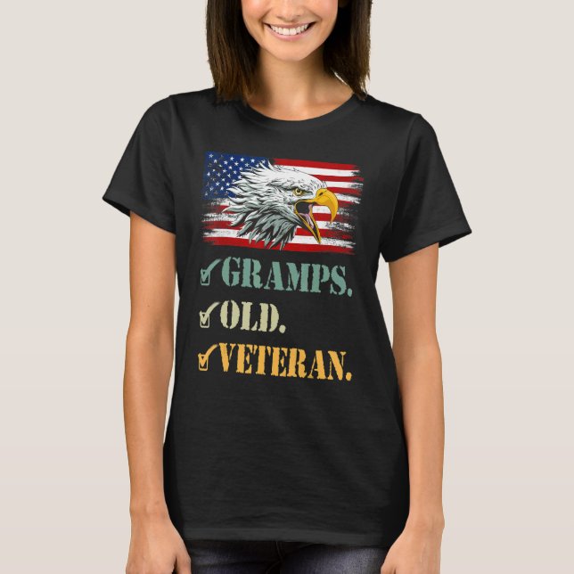 Camiseta Mens Gramps Old Veteran American Eagle Flag M Lega (Frente)