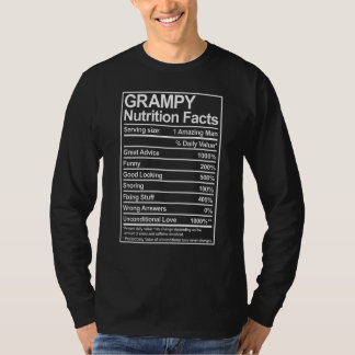 Camiseta Mens Grampy Nutrition Facts Pensado Avô Fa