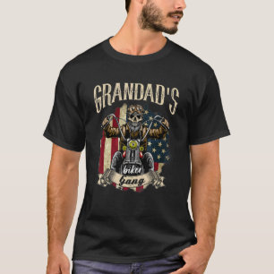 Camiseta Mens Grandad Biker Gang Flag Avô Rides Bike