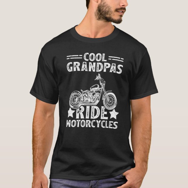 Camiseta Mens Grandpas Andam Motocicletas Biker Avô Fath (Frente)