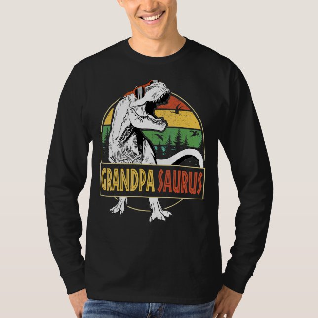 Camiseta Mens Grandpasaurus Rex Dinossaur Avô Saurus Fa (Frente)