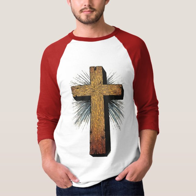 Camiseta Men's Graphic Christian Cross Baseball Tee (Frente)