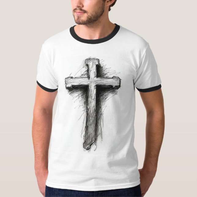 Camiseta Men's Graphic Christian Cross Ringer Tee (Frente)