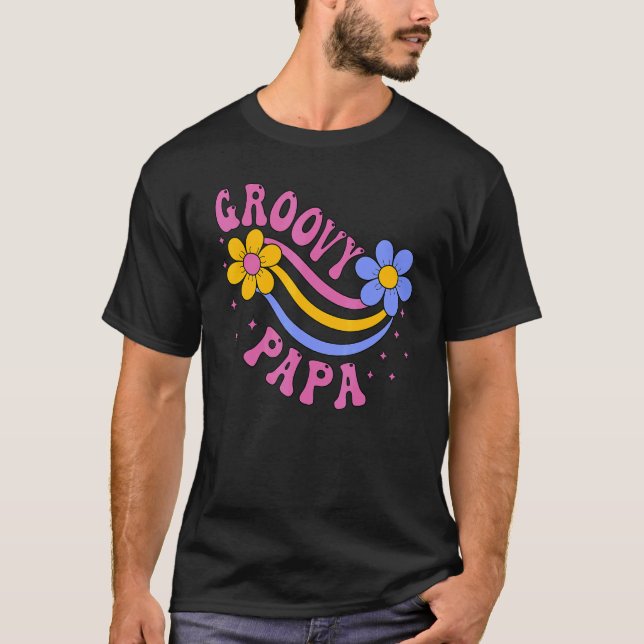 Camiseta Mens Groovy Papa 70s Aesthetic Nostalgia 1970's Re (Frente)