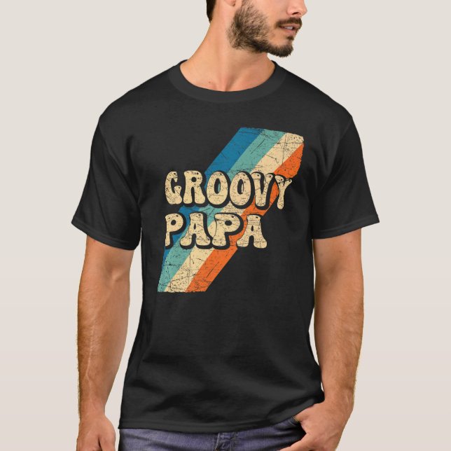 Camiseta Mens Groovy Papa 70s Nostalgia estética 1970 Re (Frente)