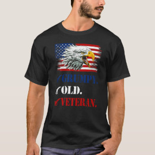 Camiseta Mens Grumpy Old Veteran American Eagle Flag Legal 