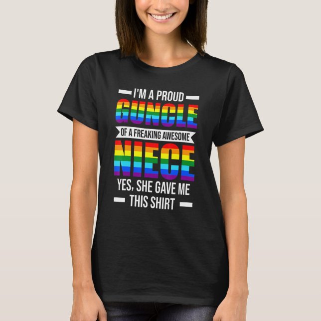 Camiseta Mens Guncle De Um Incrível Tio Gay Da Niece (Frente)