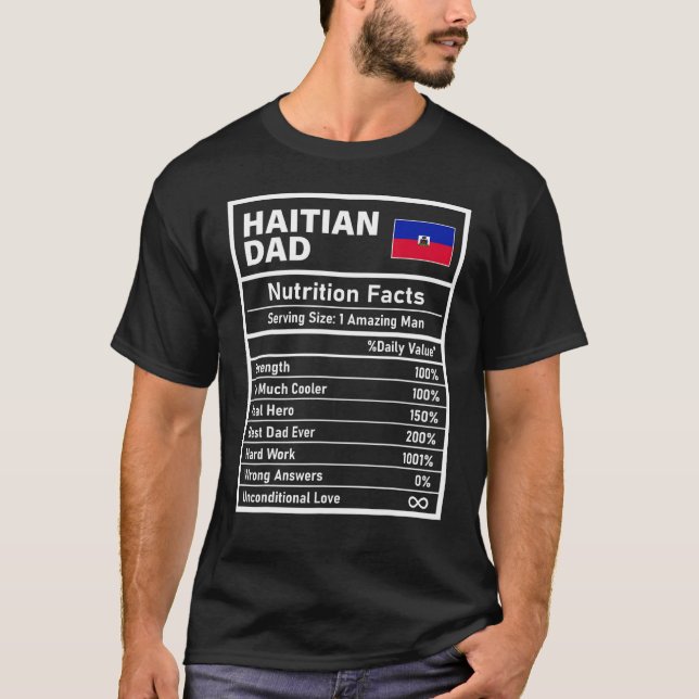 Camiseta Mens Haitian Pai Nutrition Facts Dia de os pais Na (Frente)