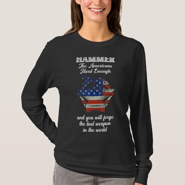 Camiseta Mens Hammer Americanos Duro Suficiente Blacksmith  (Frente)