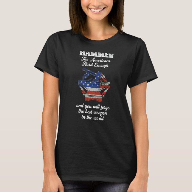Camiseta Mens Hammer Americanos Duro Suficiente Blacksmith  (Frente)