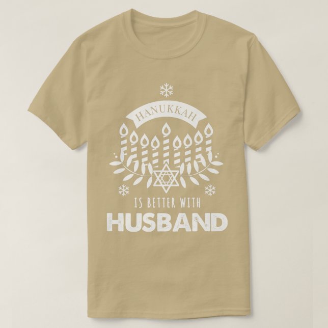 Camiseta Mens Hanukkah é melhor com o marido combinando com (Frente do Design)