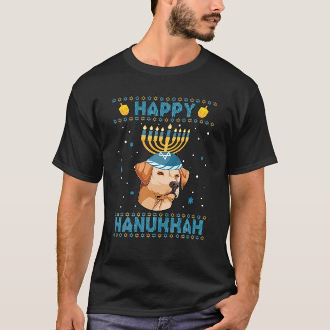 Camiseta Mens Happy Hanukkah Labrador Hanukkah (Frente)