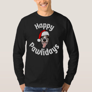 Camiseta Mens Happy Pawlidays Feliz Pitmas Pitbull Christma