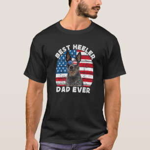 Camiseta Mens Heeler Pai Para Homens Americanos Flag Blue A